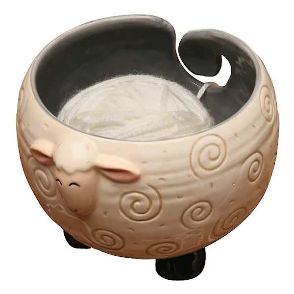 Ceramic Yarn Bowl for Knitting Holds Yarn Ball 15cm x 11cm - Image 1