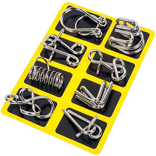 8pcs Metal Brain Teaser Puzzle Rings IQ Training Game for Kids and Adults Board Games - Image 1