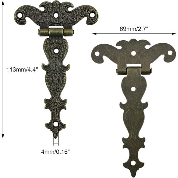 Antique Hinges Bronze Decorative Retro Carved Cabinet Hinges For Doors Cupboard Jewelry Box 6 pcs - Image 2