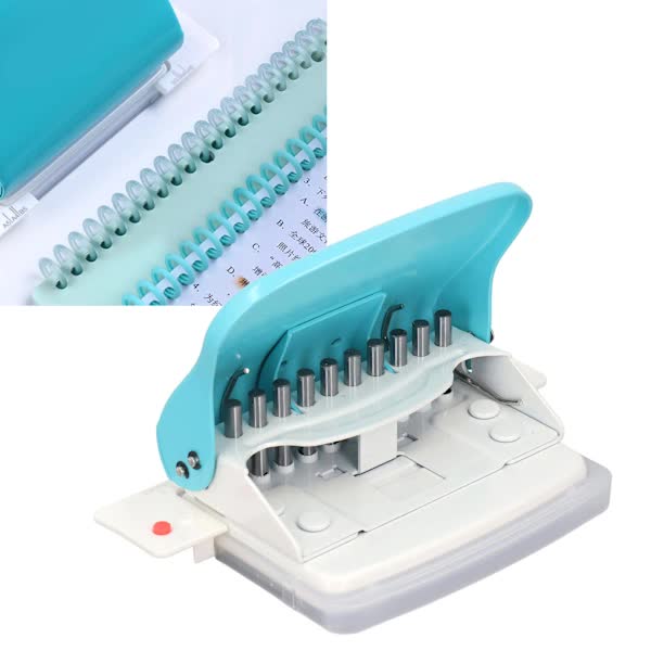 Handheld Portable Spiral Binding Machine for A4 A5 A6 A7 Paper, Round Hole Punch, Light Blue for School and Home Use - Image 1