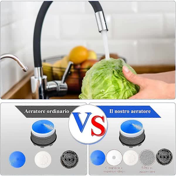 M18.5 Faucet Aerator 6 pcs Water Saving Aerator with Keys Compatible with Kitchen and Bathroom Sink Blue Plastic - Image 2