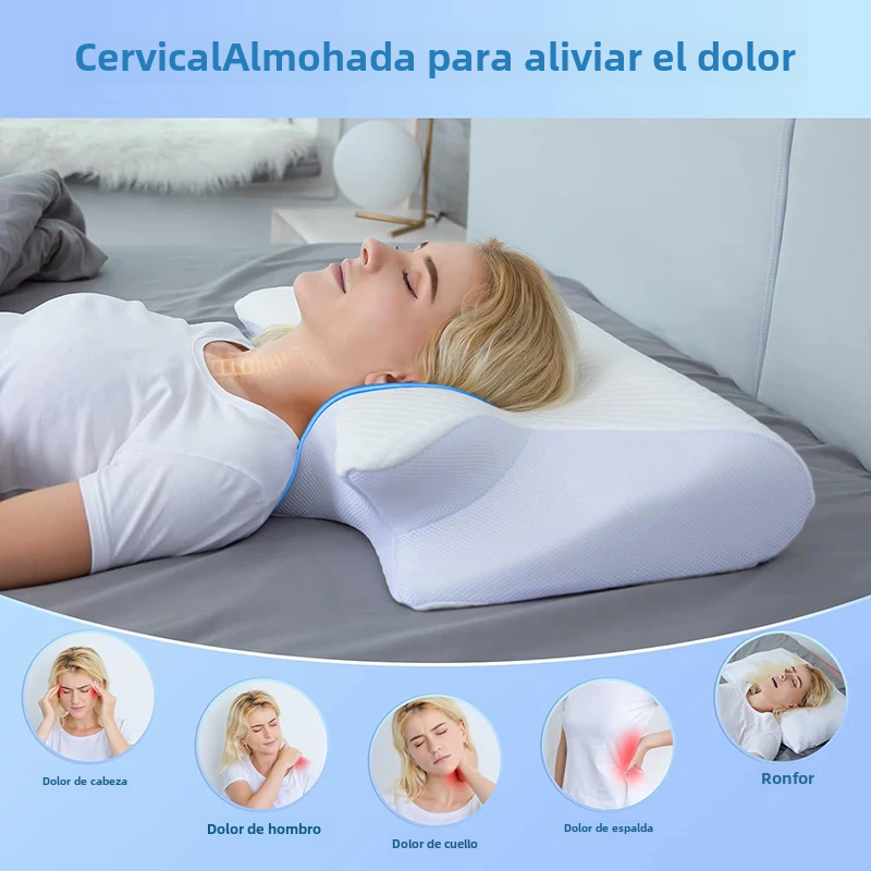Viscoelastic Neck Pillow, Ergonomic Contour 2-in-1 Neck Pain Orthopedic Pillow, Contour Support Pillow, 1 Unit Light Gray None No, Light gray - Image 3