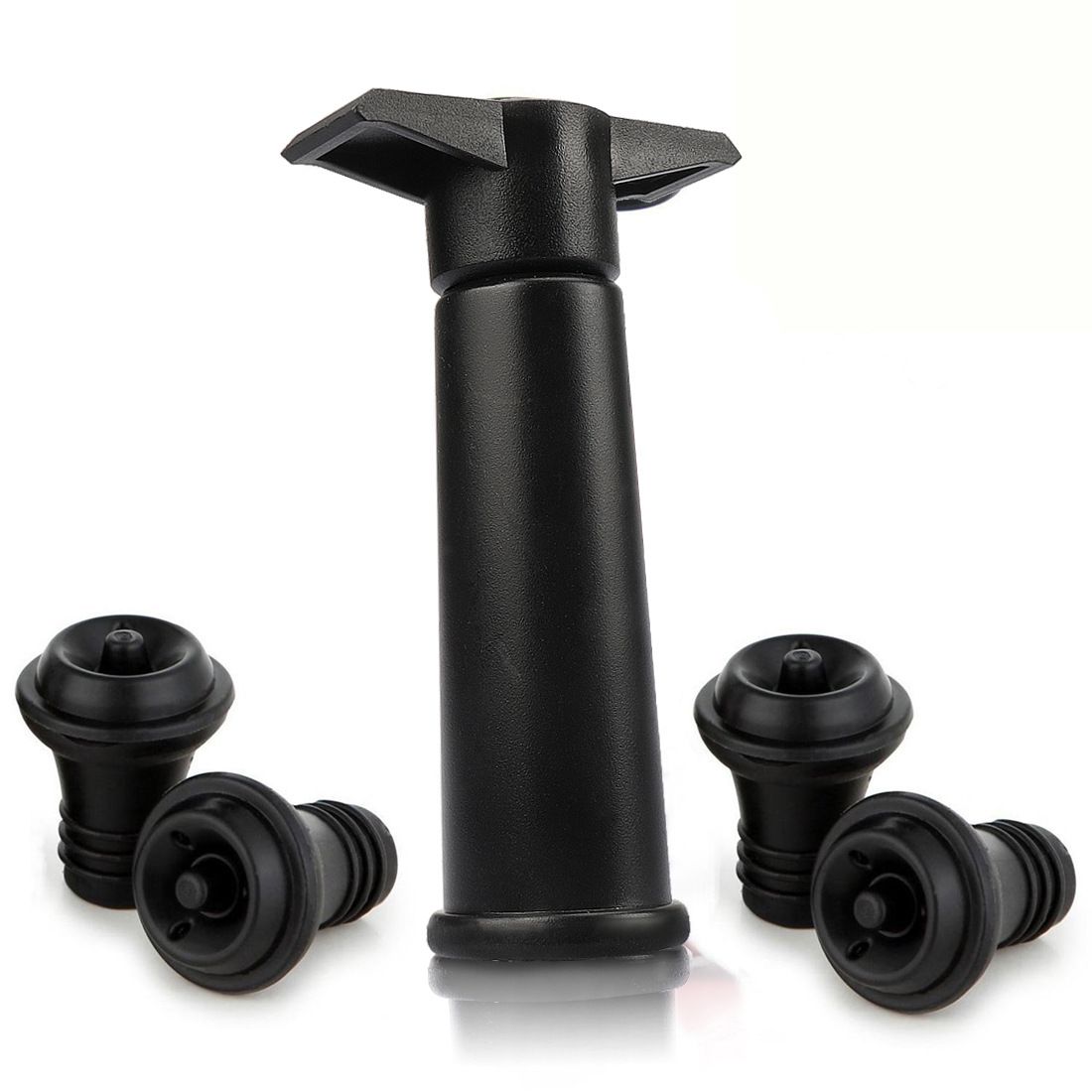 Vacu Vin Black Pump with Wine Saver Stoppers - Keeps Wine Fresh - Image 1