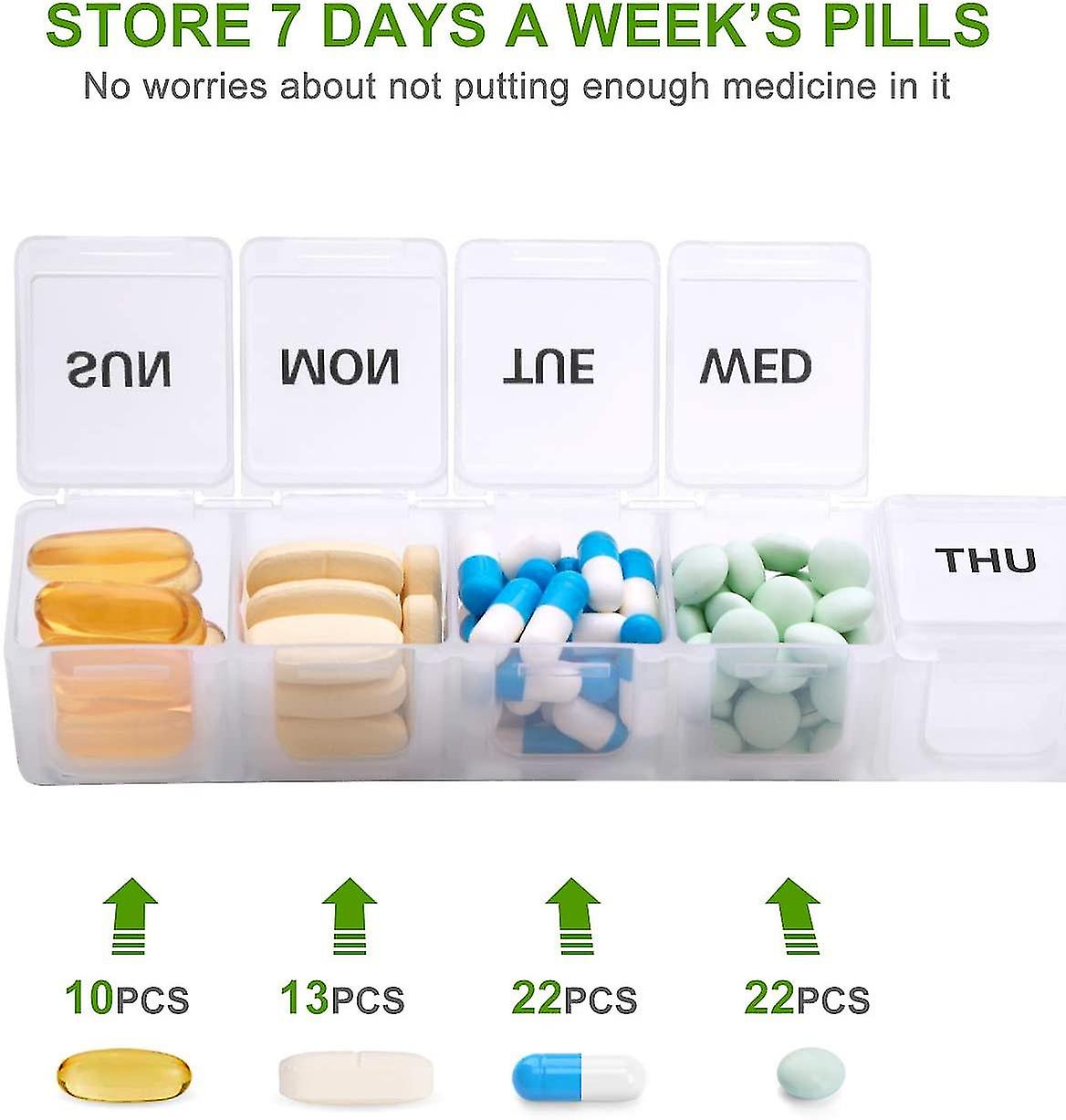 2 pcs Oversized Weekly Pill Organizer Box 2-pack, You Can Carry The Daily Pill Box Oversized Every Week Medicine Box - Image 2
