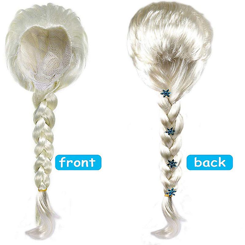Elsa Cosplay Costume Set with Princess Dress, Gloves, Crown, Wand, Jewelry, Wig, Necklace, Braid - Image 2