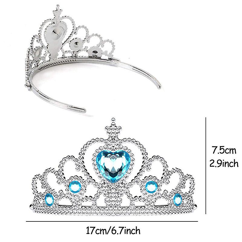 Elsa Cosplay Costume Set with Princess Dress, Gloves, Crown, Wand, Jewelry, Wig, Necklace, Braid - Image 4