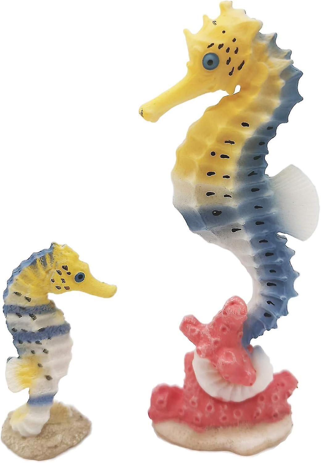 Seahorse Statue Ornament Compatible with Aquarium Decor Resin 2 Pieces - Image 1