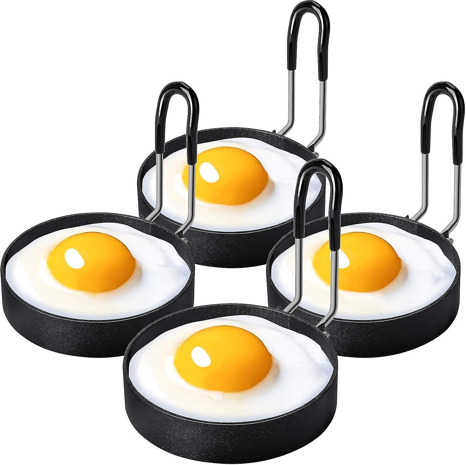 Stainless Steel Egg Ring Pancake Mold 4 Pieces Compatible with Fried Eggs Omelets - Image 1