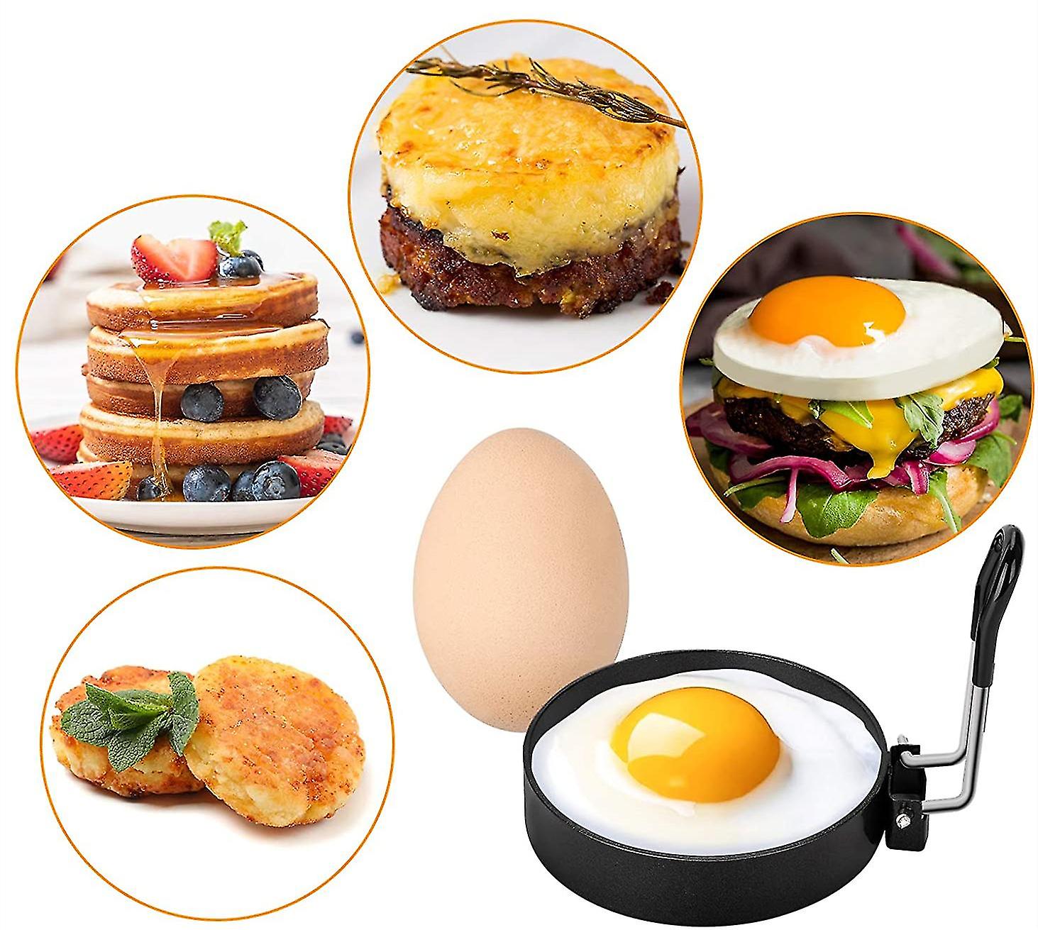Stainless Steel Egg Ring Pancake Mold 4 Pieces Compatible with Fried Eggs Omelets - Image 3