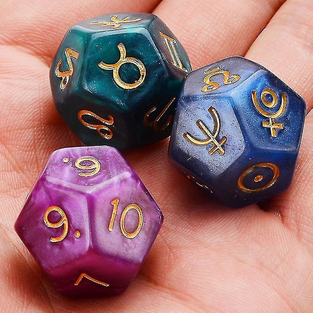 Astrology Dice 12-Sided Resin Tarot Constellation Divination Set 3pcs - Image 4