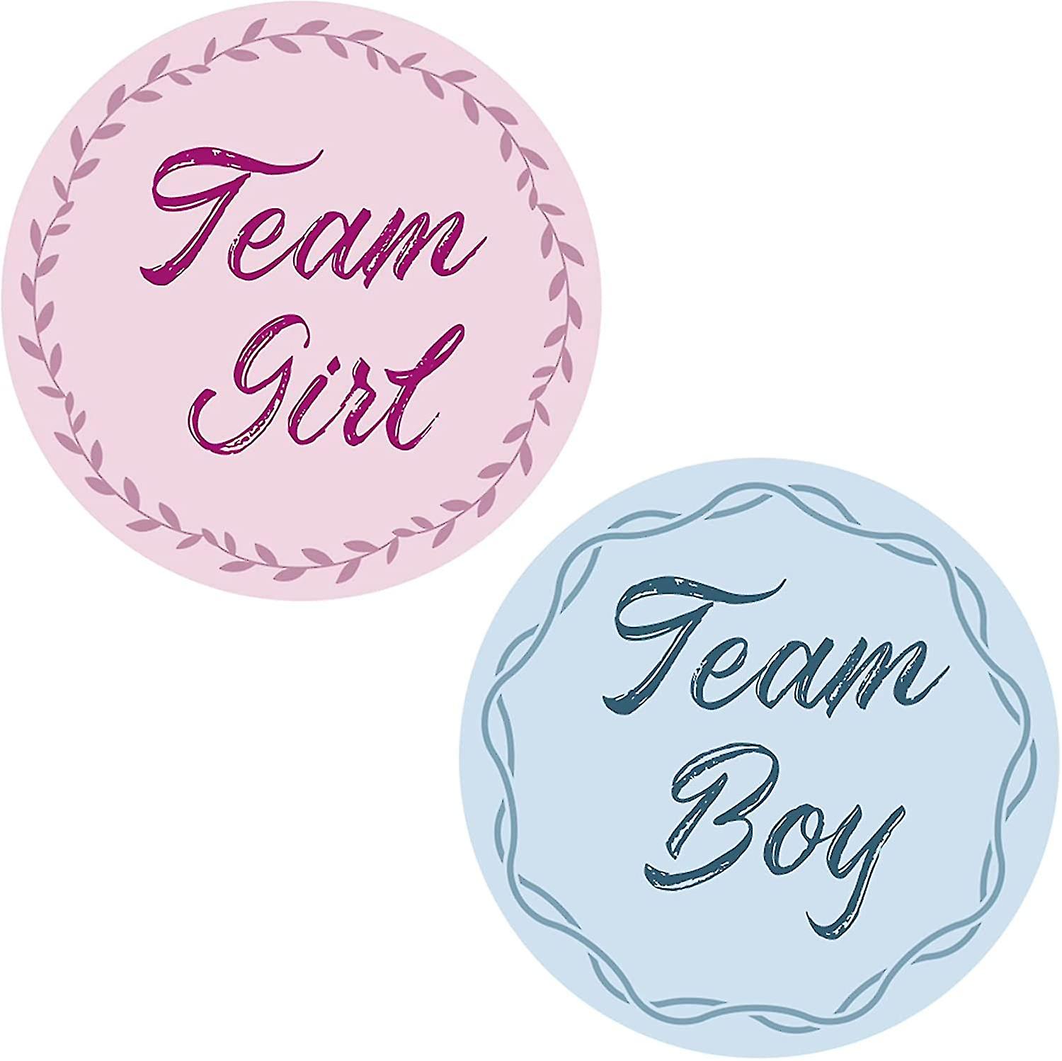 40 Pcs Gender Reveal Stickers Team Boy Team Girl Label Stickers Blue And Pink Round Stickers - Image 1