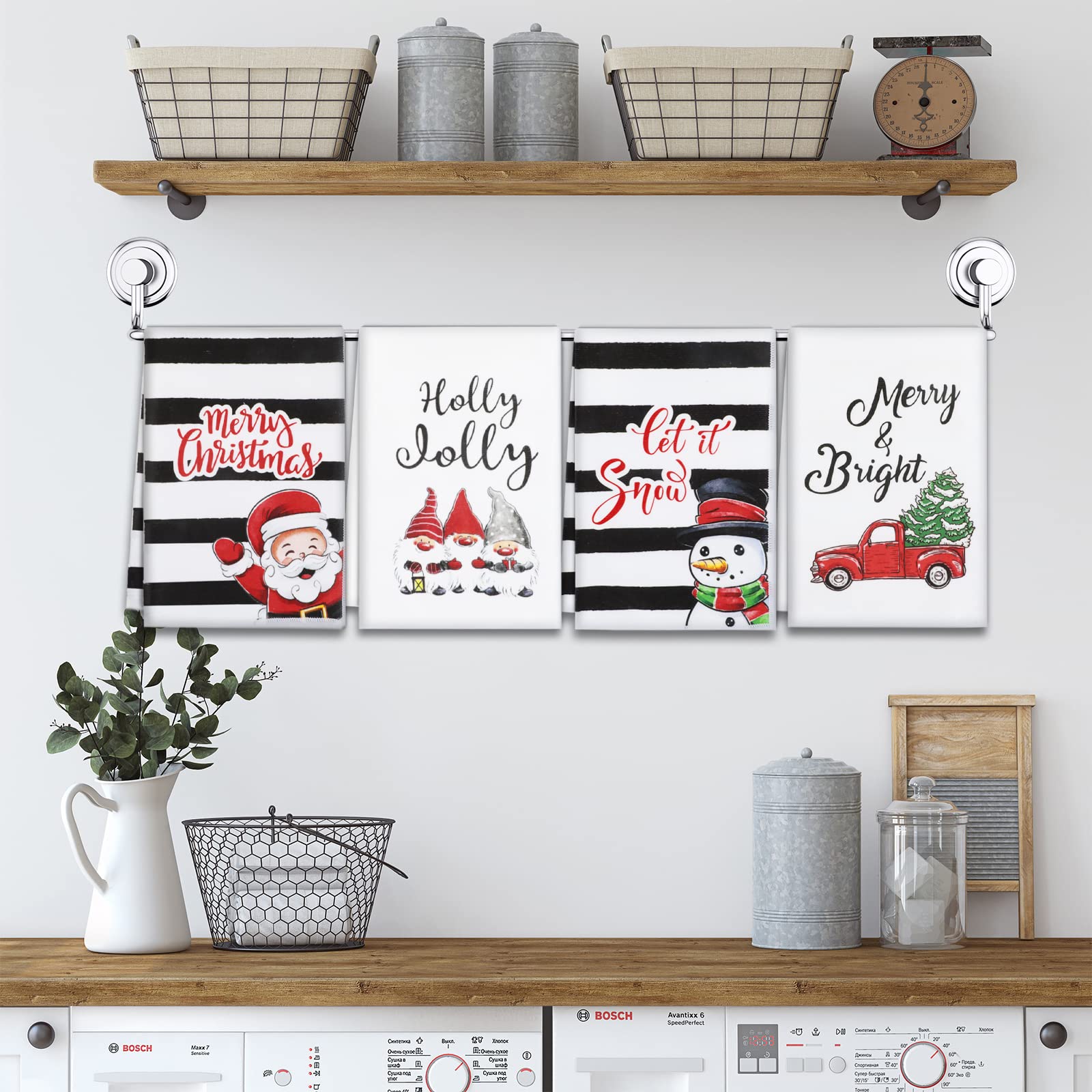 Christmas Kitchen Towels Set of 4, 18x26 inch Dishcloth for Drying Dishes - Image 1