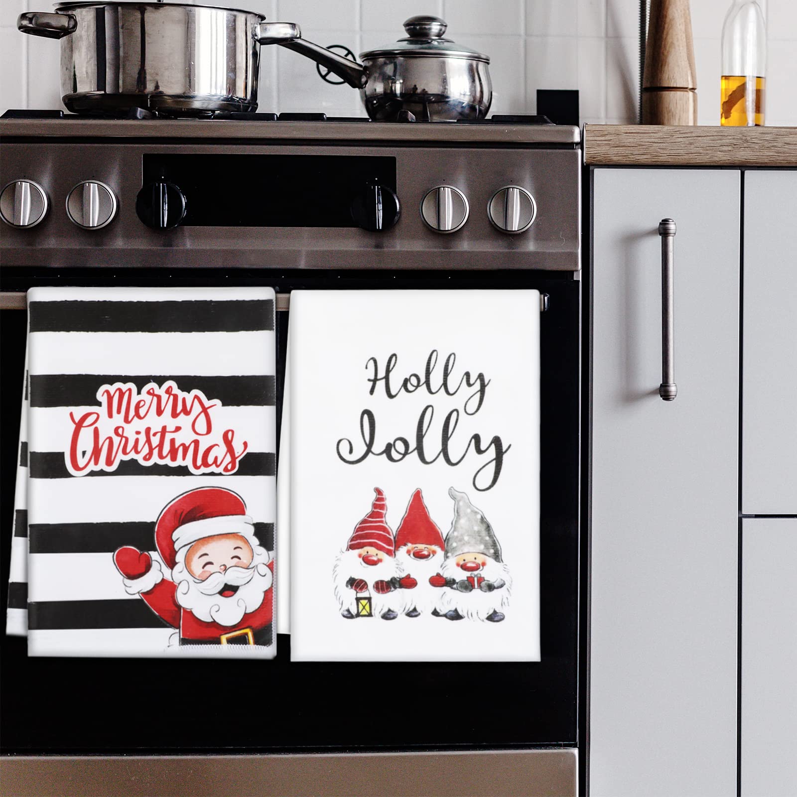 Christmas Kitchen Towels Set of 4, 18x26 inch Dishcloth for Drying Dishes - Image 2