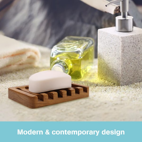 Teak Wood Soap Dish Holder 2pcs for Shower Bathroom Kitchen Compatible with Braun - Image 4