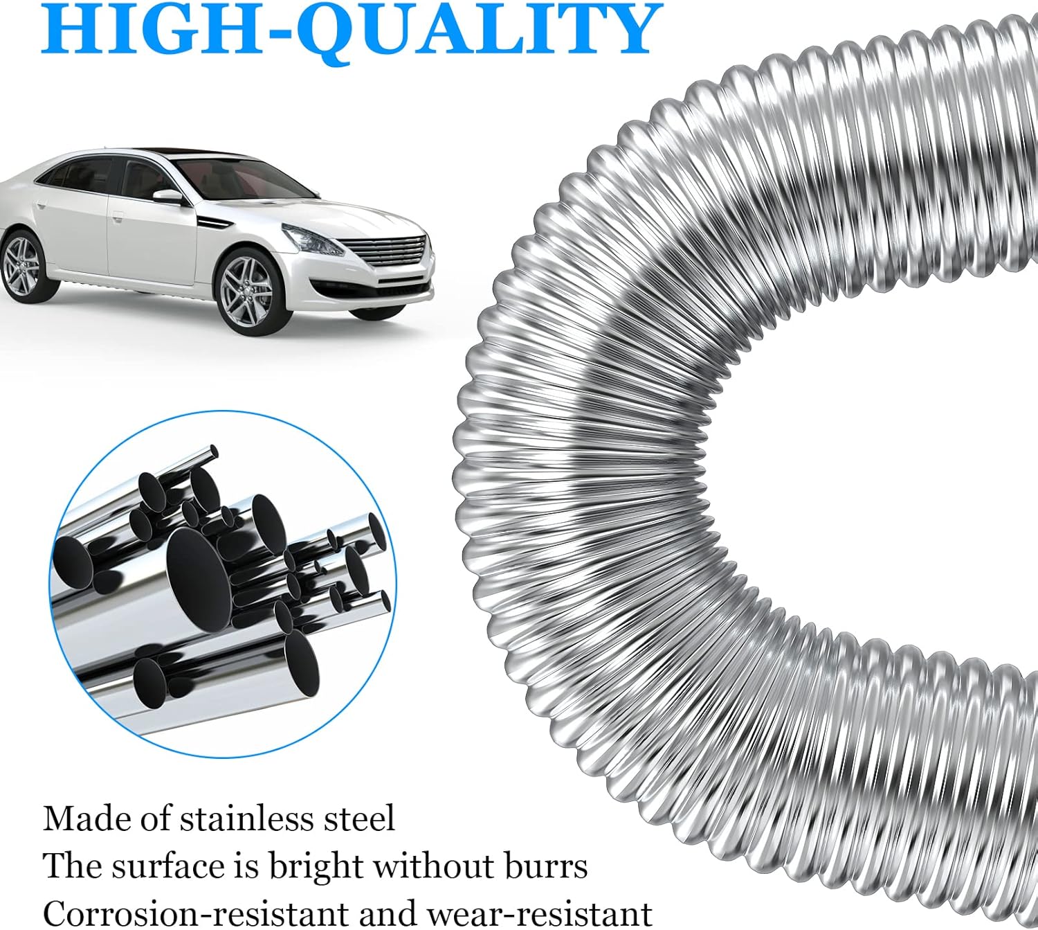 Exhaust Pipe for Parking Heater 60cm Stainless Steel with 2 Clamps Compatible with Diesel Heaters - Image 3