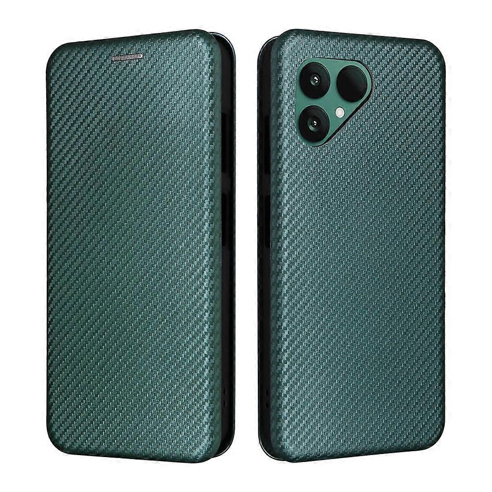 Fairphone 6 Case with Carbon Fiber Texture, Drop-Proof PU Leather Phone Cover Green, Compatible with Fairphone 6 - Image 1