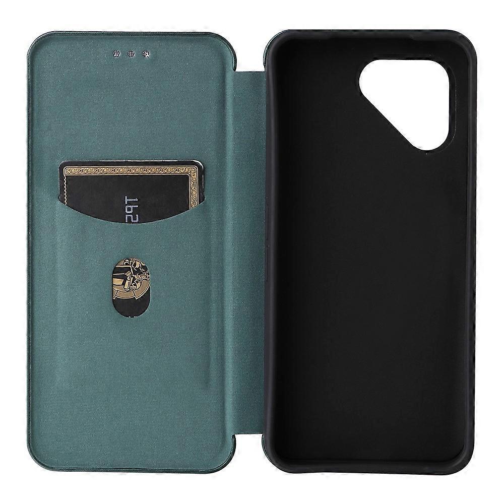 Fairphone 6 Case with Carbon Fiber Texture, Drop-Proof PU Leather Phone Cover Green, Compatible with Fairphone 6 - Image 4