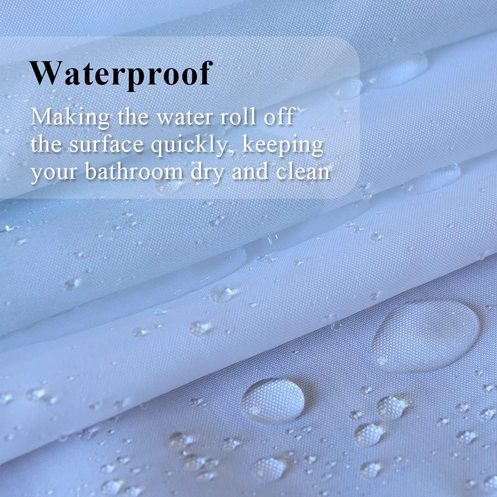Winter Snow Scene Shower Curtain 180cm x 180cm Blue Sky Christmas Tree River Holiday Bath Curtain - Image 4