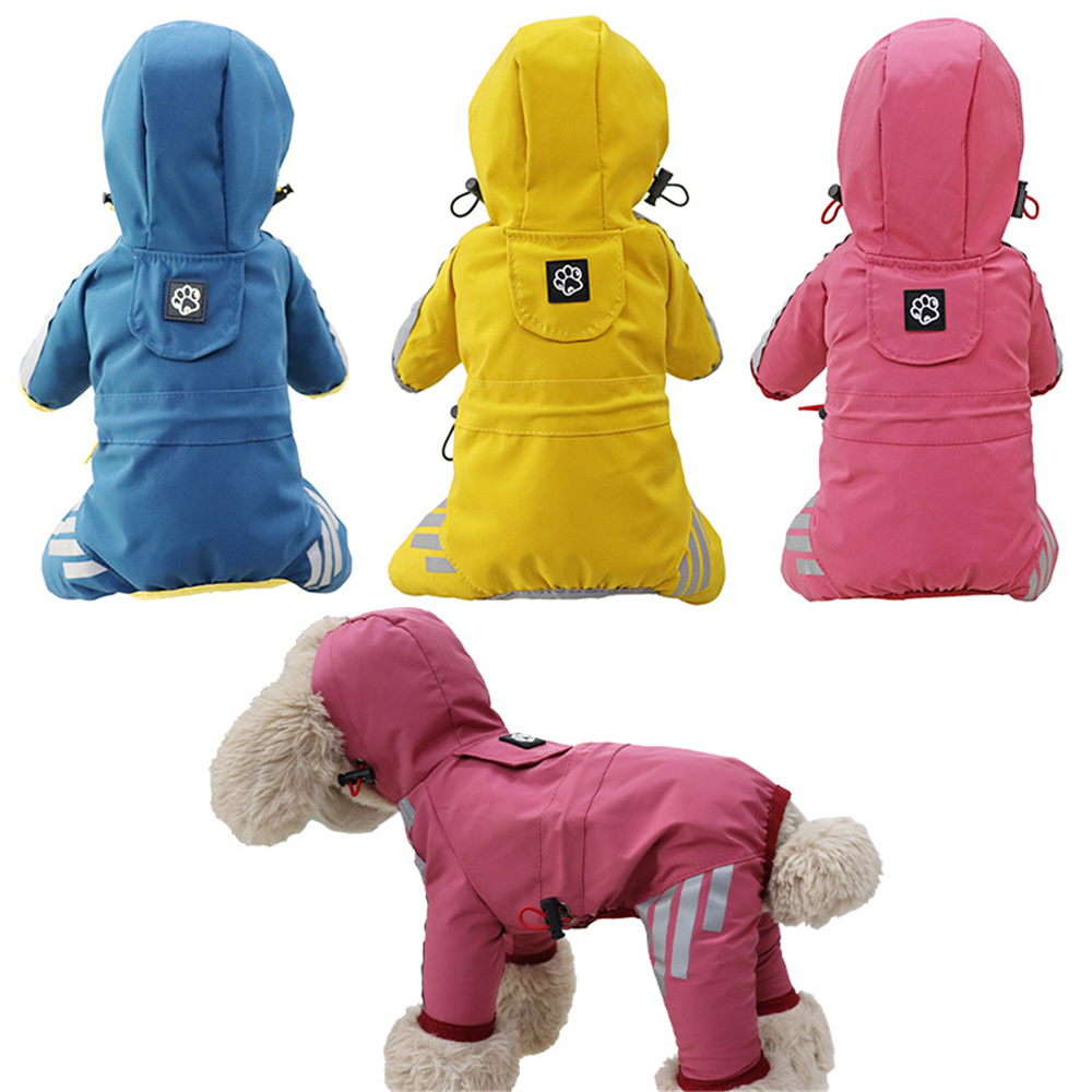 Dog Raincoat Waterproof Pink Hood Jacket Pet Clothing Size L - Image 1