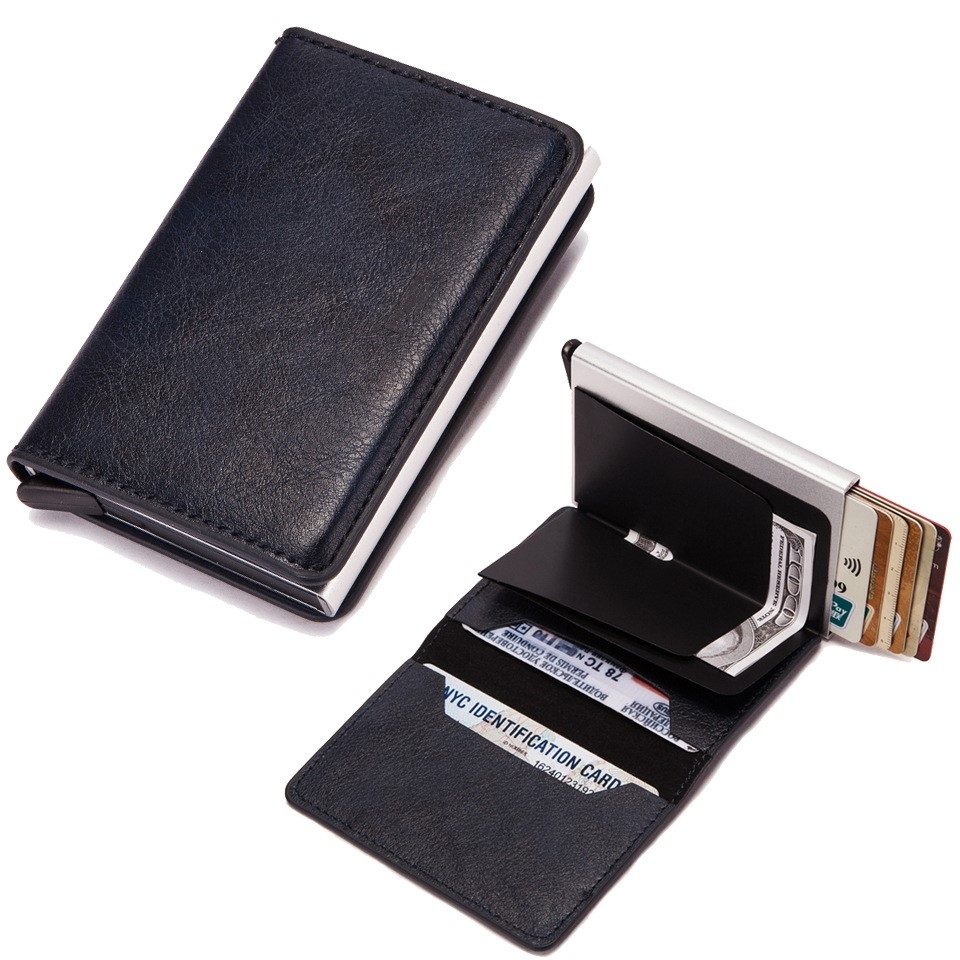 RFID NFC Card Holder Dark Blue Wallet with Protection Security Blocking - Image 3