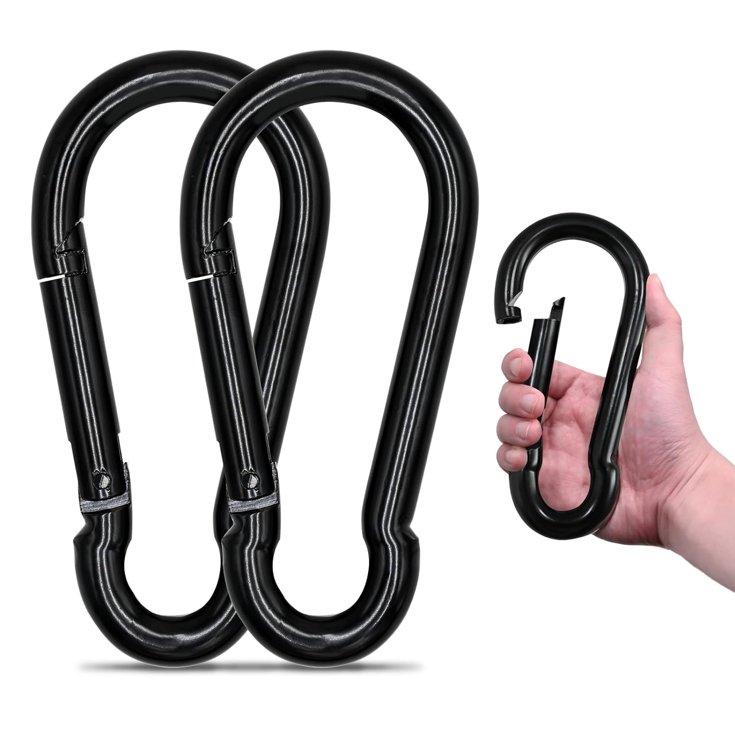 Heavy Duty Carabiners 2-Pack for Keys Camping Fishing, 10cm Length 4.9cm Width, Large Rope Connector - Image 1