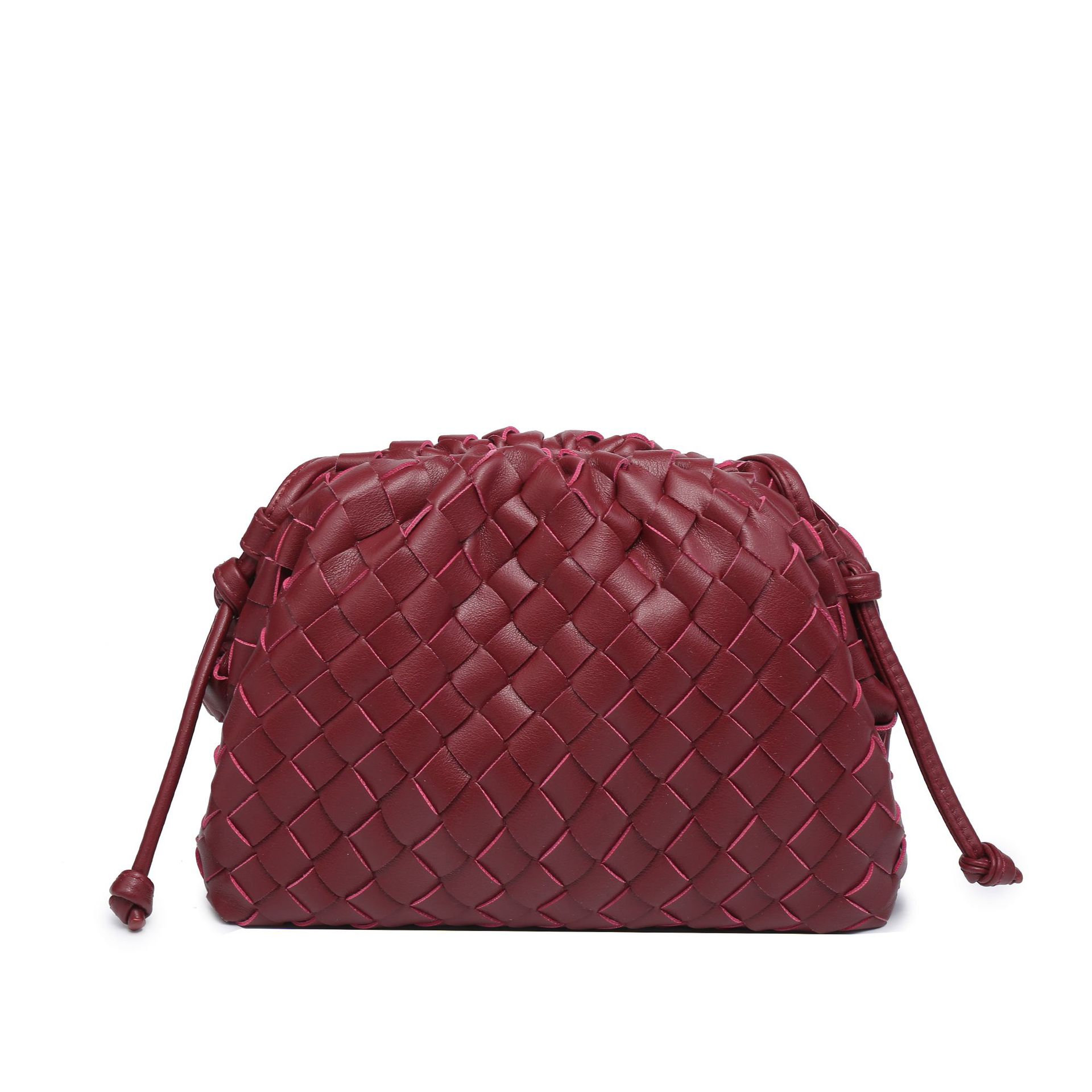 Cloud Backpack 2024 New Style Bag Ladies Cow Leather Crinkle Dumpling Bag Ladies Handbag Shoulder Bag MJ51 Wine Red 22*9*14cm - Image 1