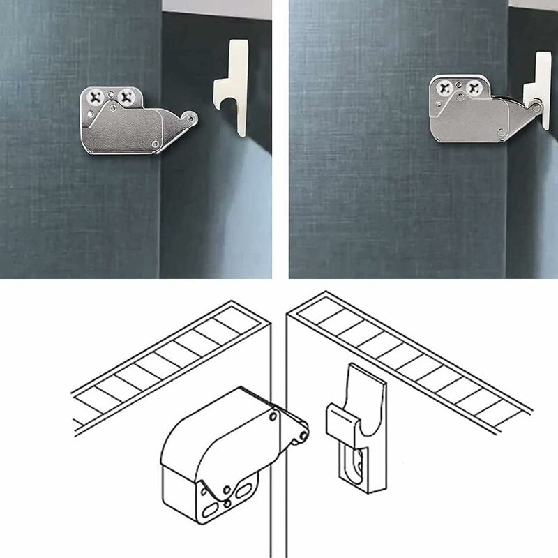Mini Latches with Spring, 6 Pcs Cabinet Locks Compatible with Kitchen Cabinet Door - Image 5