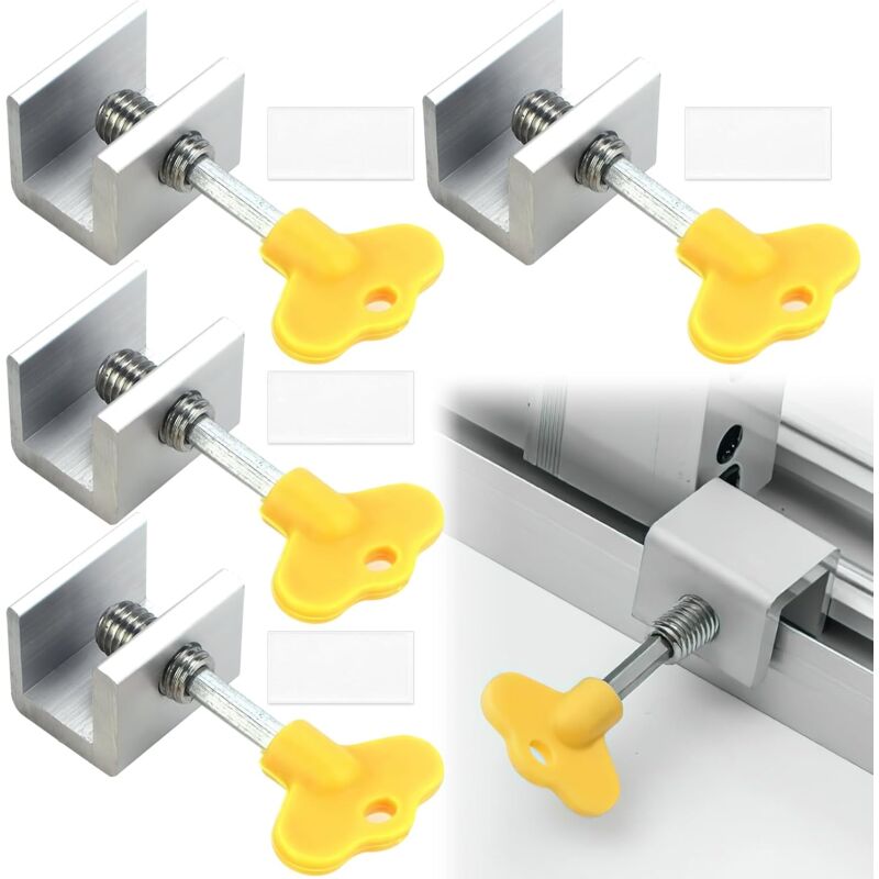 Sliding Window Locks, 4pcs Sliding Window Locks, Adjustable Window Lock for Sliding Doors - Reinforced Aluminum Alloy Security for Your Windows - Image 1