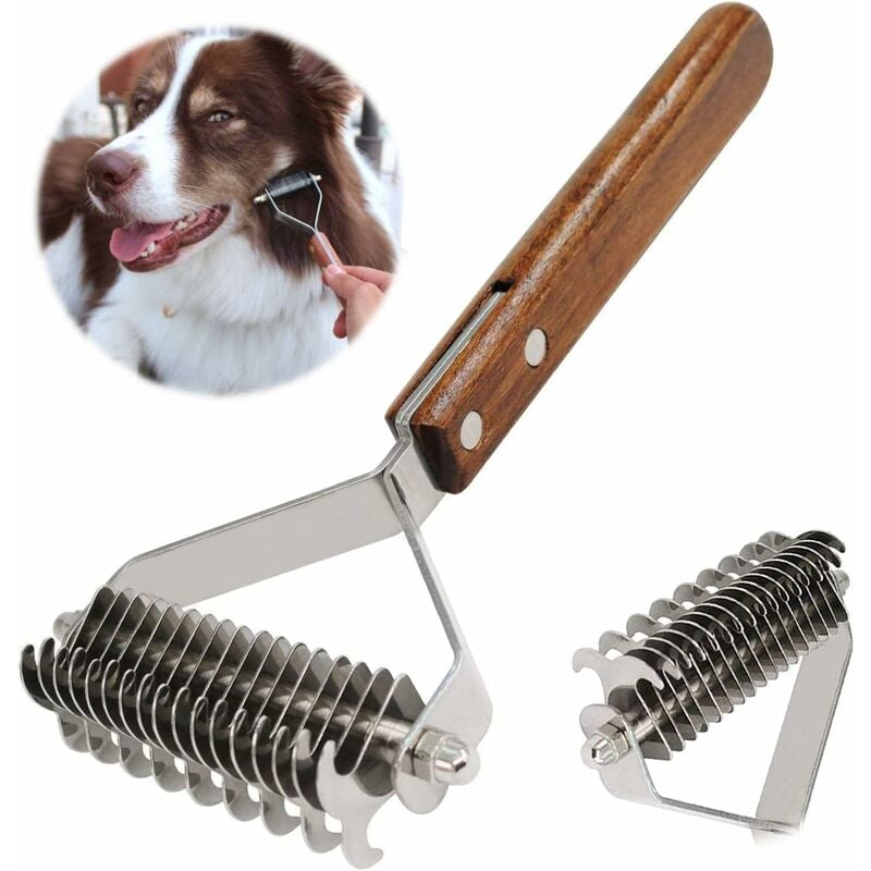 Dog Grooming Brush Coat King Undercoat Comb Dual 17+9 Teeth for Pet Hair Removal Dematting - Image 1