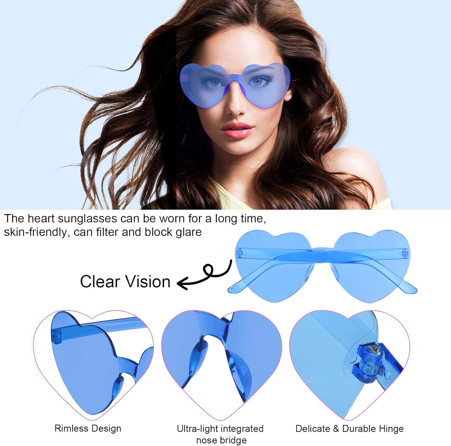Party Sunglasses Heart Shaped Sunglasses, Bride to Be Heart Glasses Set, JGA Glasses Team Bride Bracelet, Bride Tattoo Stickers Tz-black - Image 3