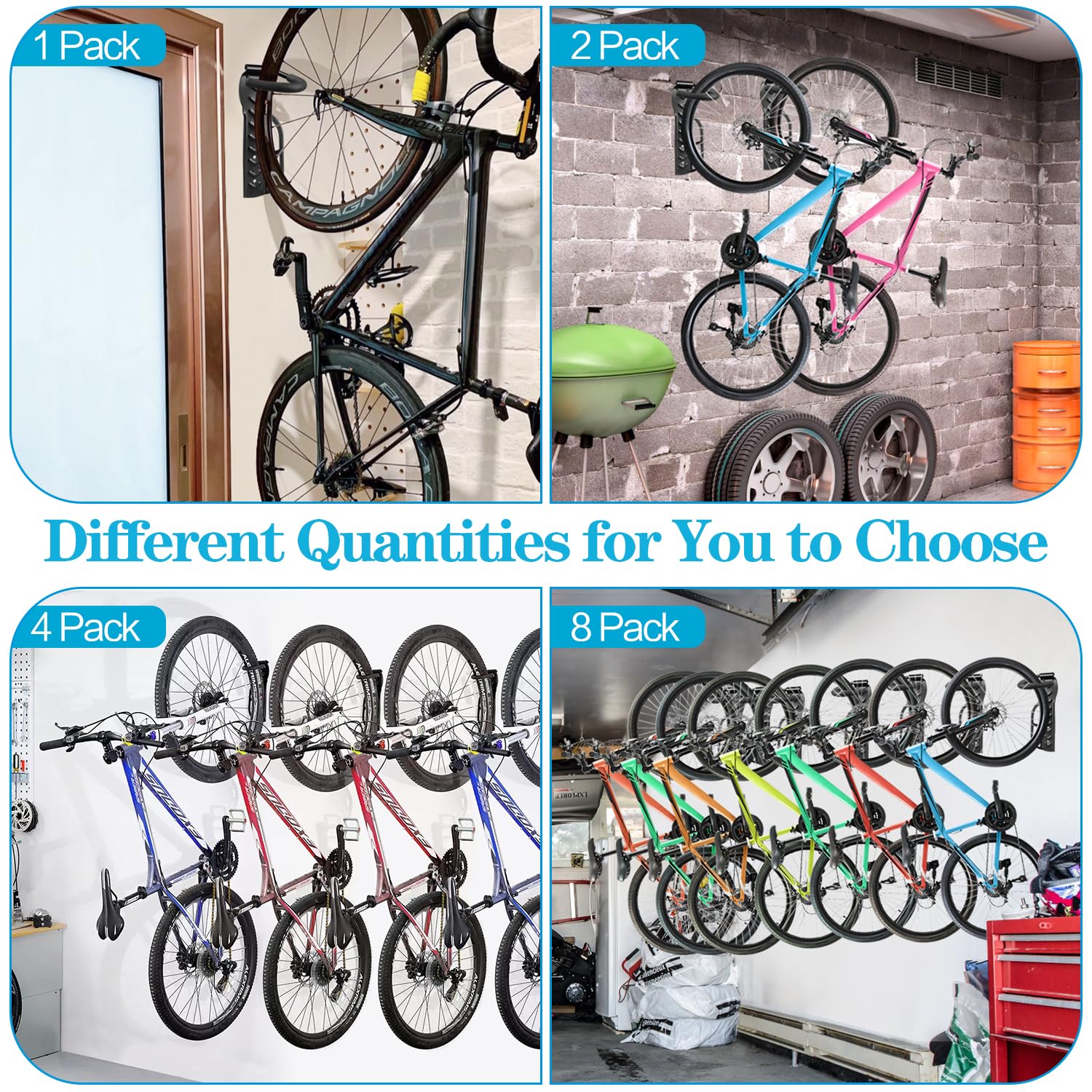 Garage Wall Mounted Bike Rack 2 Pack Heavy Duty Steel Hook Compatible with Oral-B Holds 66 lbs - Image 2