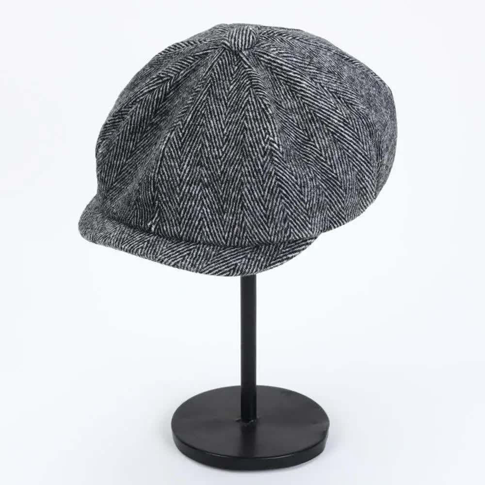 Retro Newsboy Cap Grey Men Octagonal Hat Peaky Blinders Style - Image 2