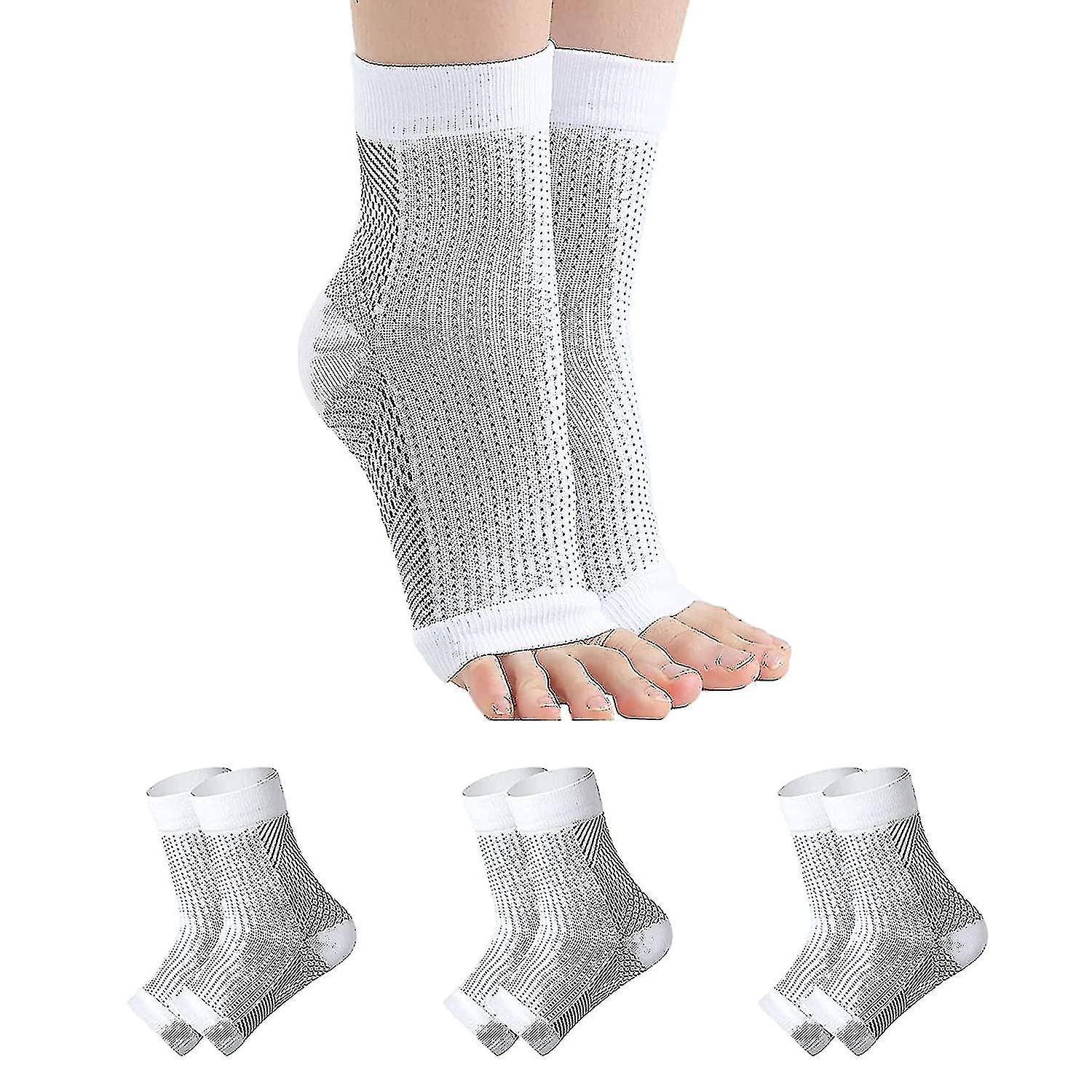 Soothing Neuropathy Socks 3 Pairs, Plantar Fasciitis Tendinitis Relief, White Large X-Large - Image 1