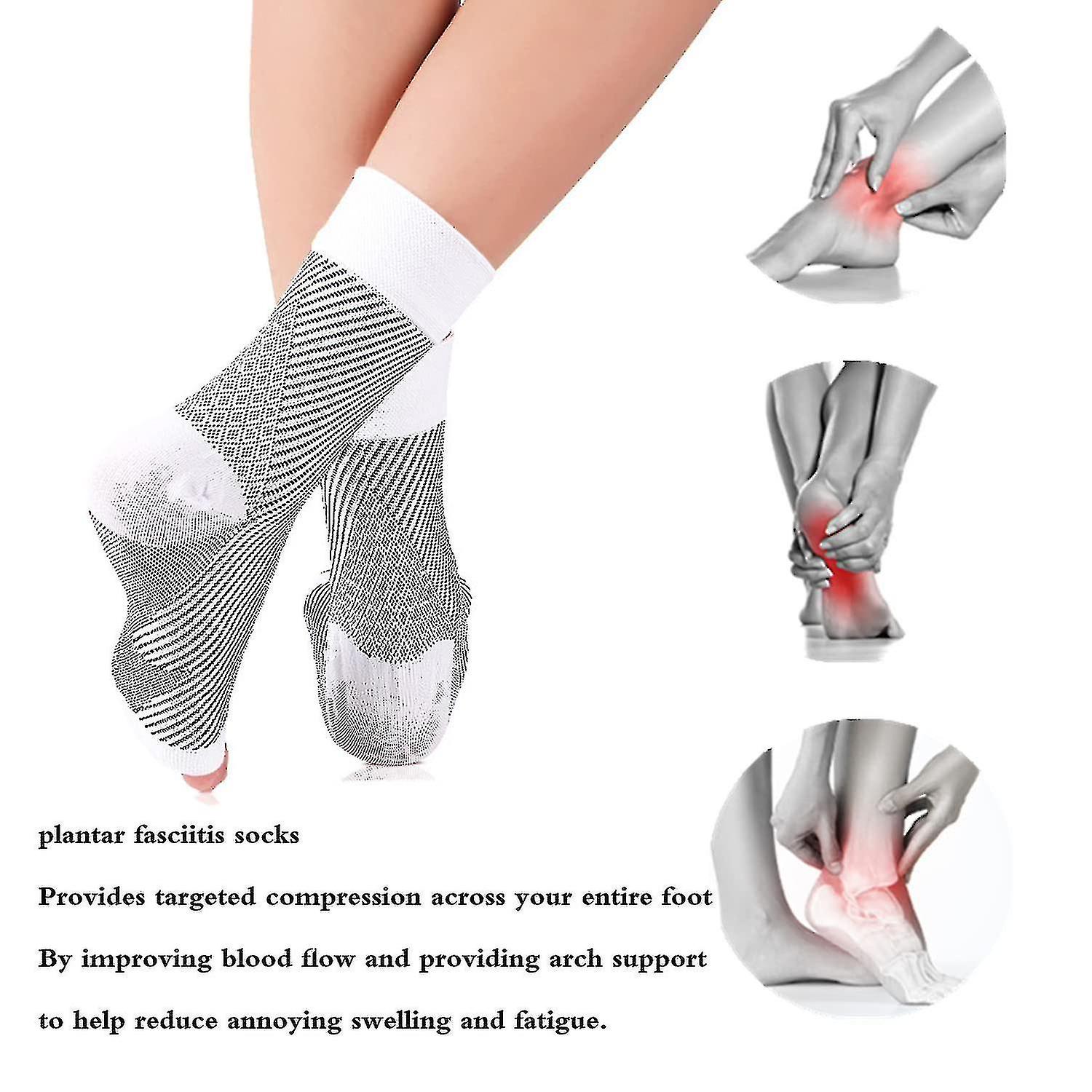 Soothing Neuropathy Socks 3 Pairs, Plantar Fasciitis Tendinitis Relief, White Large X-Large - Image 4