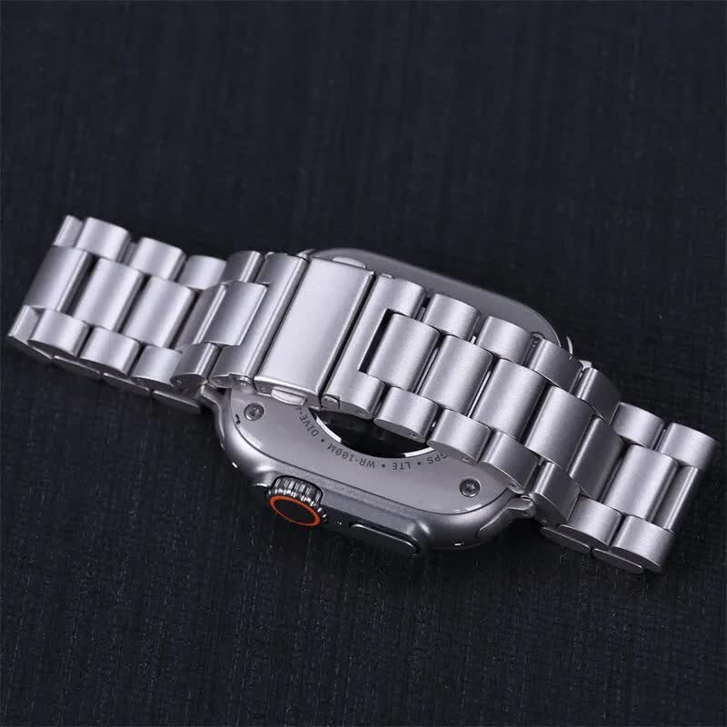 Compatible with Apple Watch Band Series 9 8 7 6 5 Stainless Steel Metal Bracelet Silver 49mm 45mm 44mm 42mm - Image 3