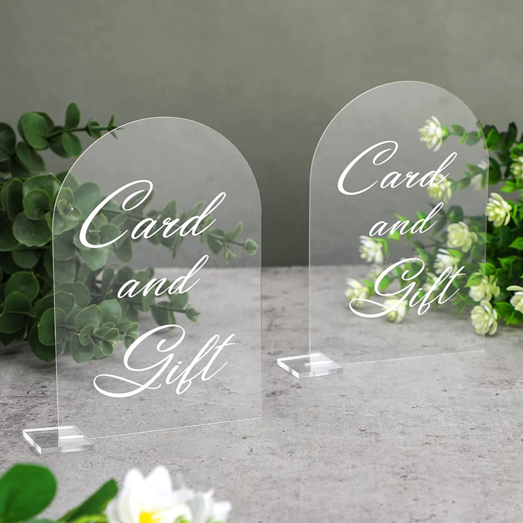 Transparent Acrylic Wedding Table Number Holders - 5-Pack Blank Arched Sign with Stand - Image 5