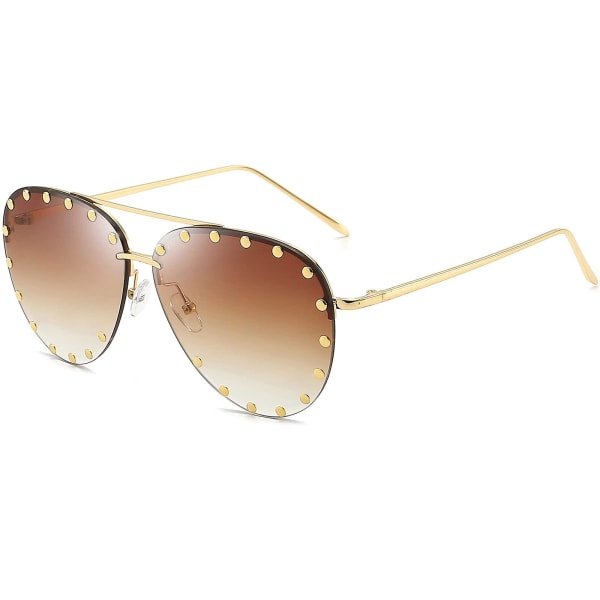 Women's Sunglasses Classic Pilot Sunglasses Metal Frame Fashion Style Uv400 Protection, Gold Frame/Gray - Image 1