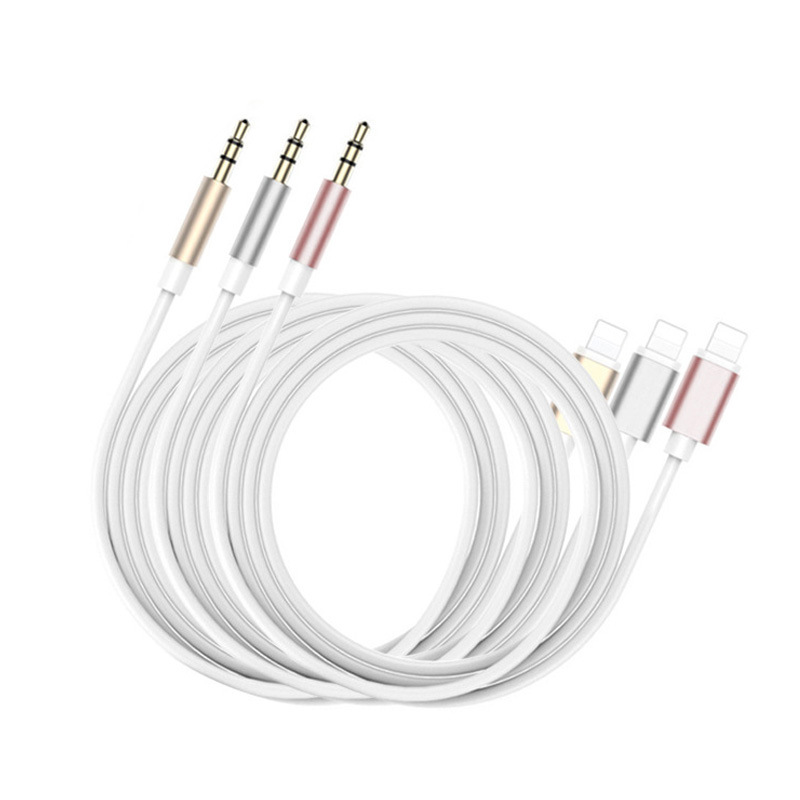 Compatible with Apple to 3.5mm Aux Car Cable iPhone, Silver 1m - Image 2