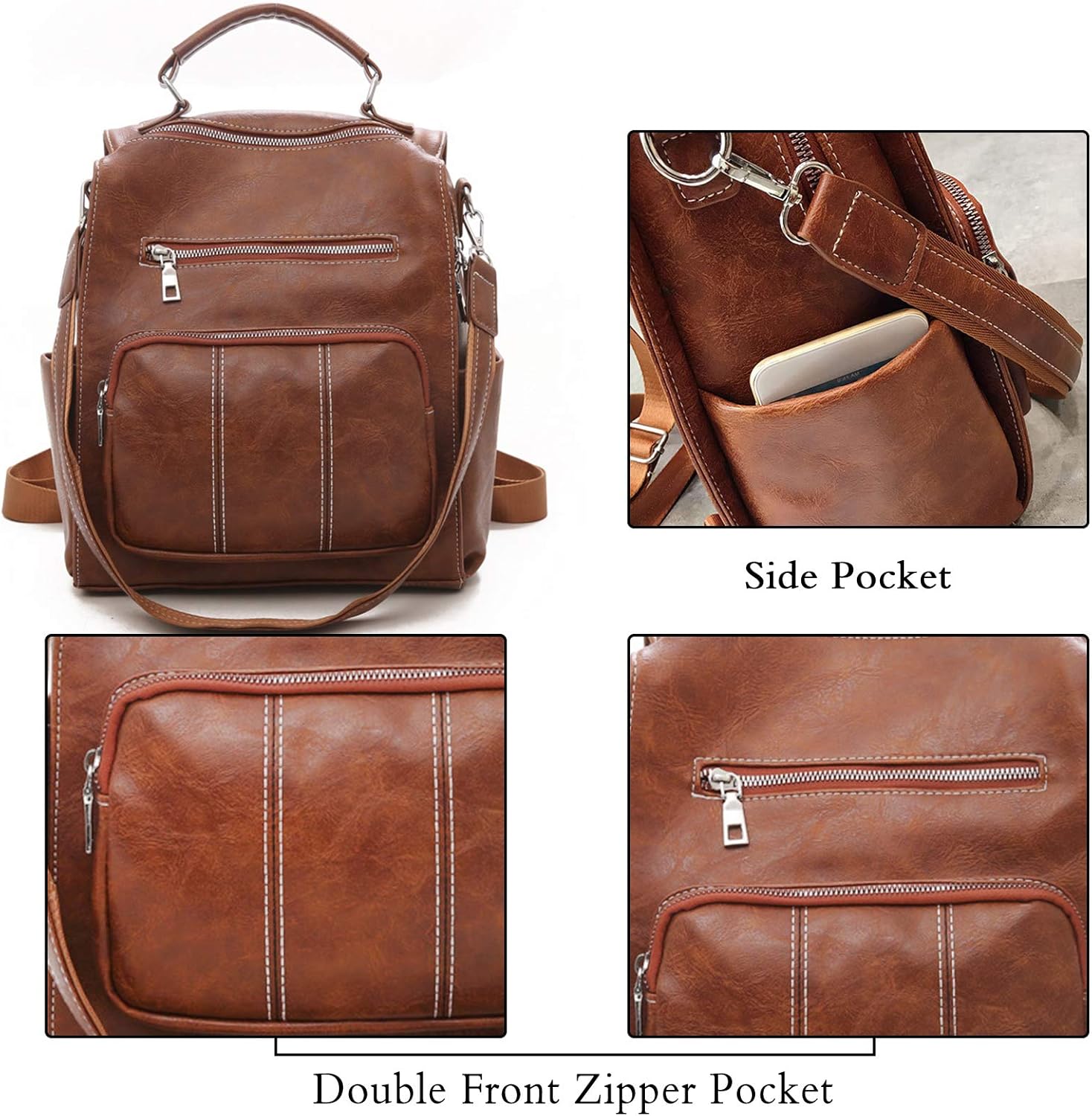 Vintage Backpack Women Shoulder Bag Girls Waterproof Daypack - Image 4