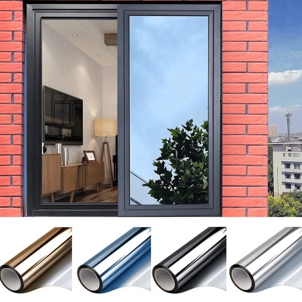 One-way mirror film Window film Sun protection Glass sticker - Special offer - Black Silver 40x300 cm Black-silver Black-silver 40x300 cm Black-silver 40x300 cm - Image 1