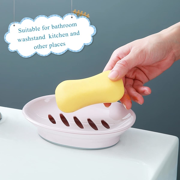 2-pack soap dish, plastic soap cups, non-slip soap dish, soap holder, shower with drip tray, easy-to-clean soap saver (pink) - Image 5