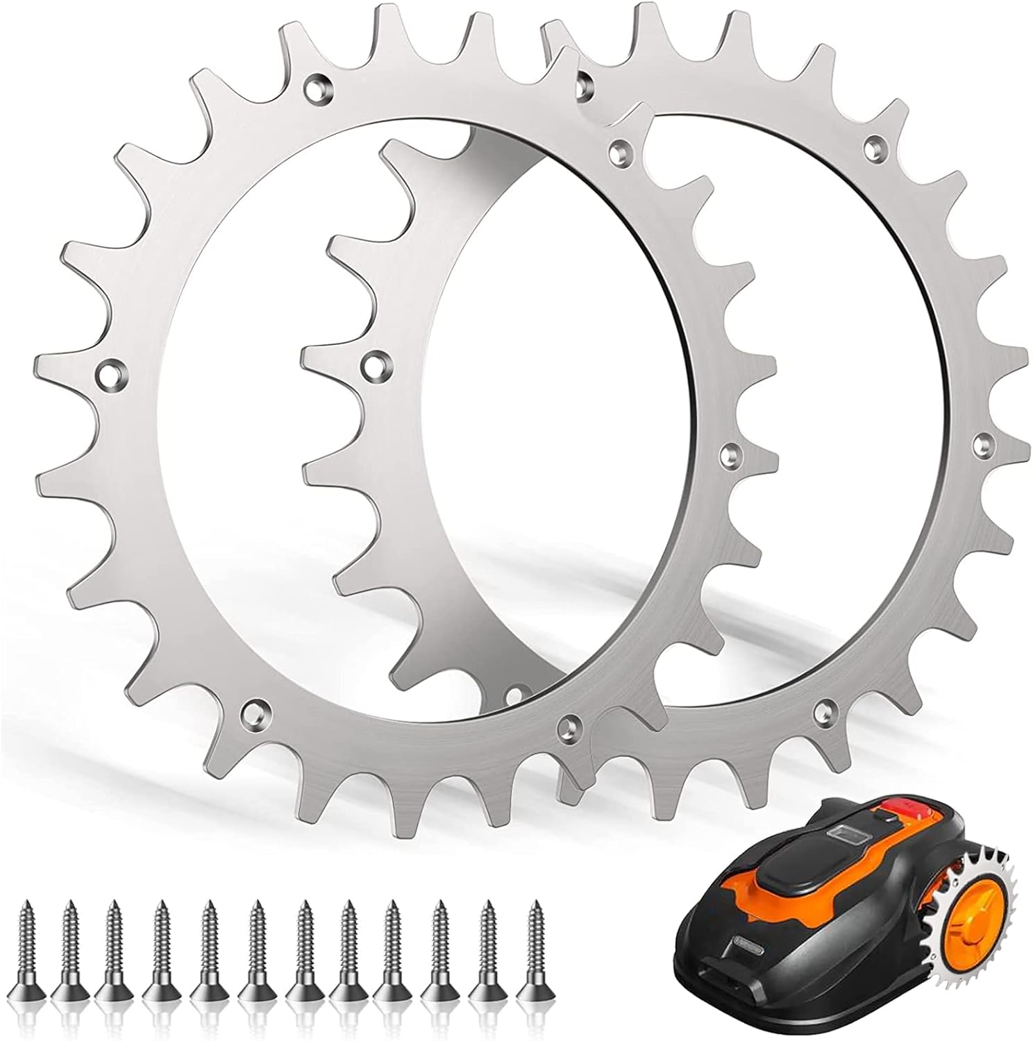 Worx Landroid L Lawn Mower Stainless Steel Spikes 225 mm Wheel Compatible with 12 Screws - Image 1