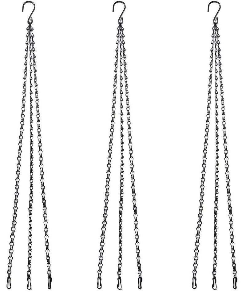 3-Pack Hanging Chain Set, Replacement Chain, Metal, Hanging Basket, Chains, Garden, Flower Pot, Plant Hanger with Clips and Hooks for Bird Feeders - Image 2