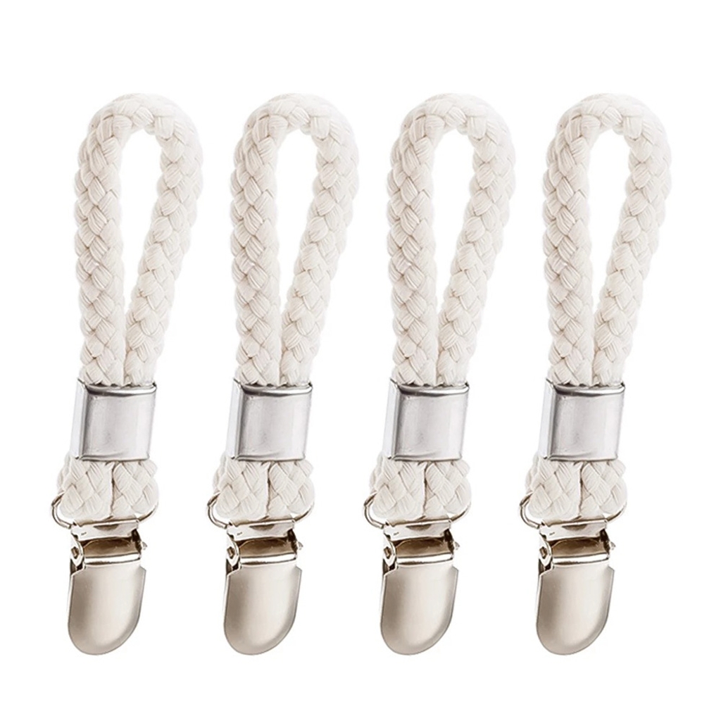 4pcs Braided Cotton Loop Metal Towel Clip Household Organization Accessories for Home Bedroom Dorm Organize Rack - Image 1