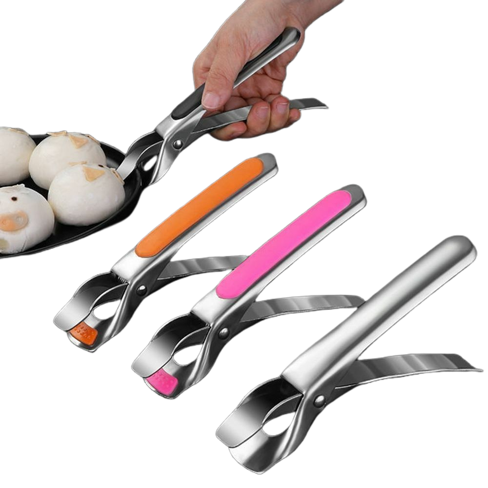 2pcs Air Fryer Camping Tools Anti-scald Tongs Pan Gripper Pot Clip Bowl Clip Black - Image 1