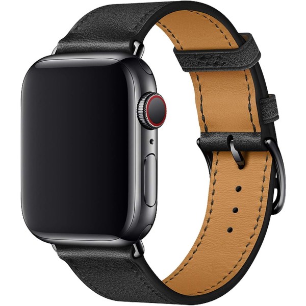 Compatible with Apple Watch Strap 38mm 40mm 41mm Leather Black Brown - Image 1