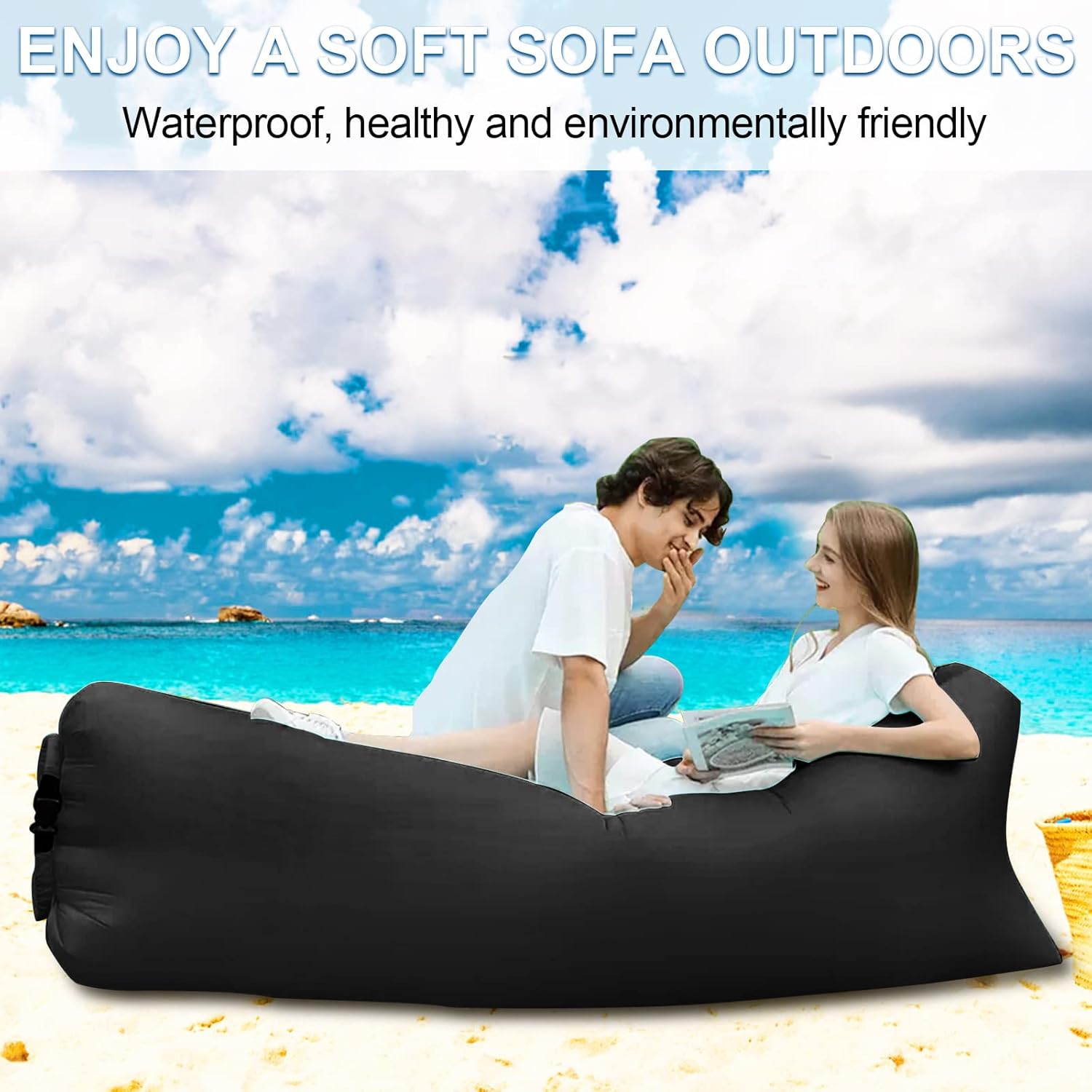 Portable Inflatable Air Lounger with Carry Bag for Beach - Image 3