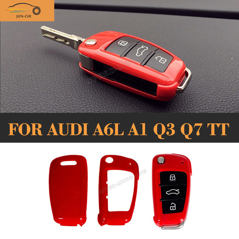 Black ABS Carbon Fiber Car Key Cover Case for Audi A6l A1 Q3 Q7 TT R8 A3 S3 S3 ABS Black - Image 1
