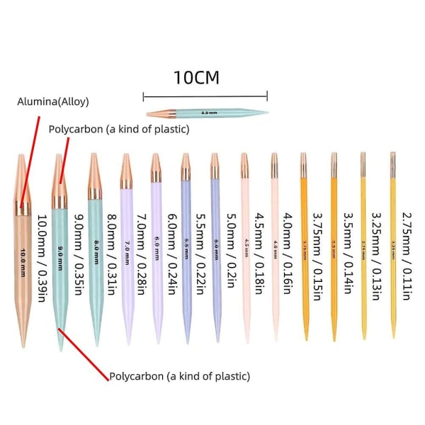13 pairs of interchangeable needles, circular needles with 2.75 mm–10 mm - Image 2