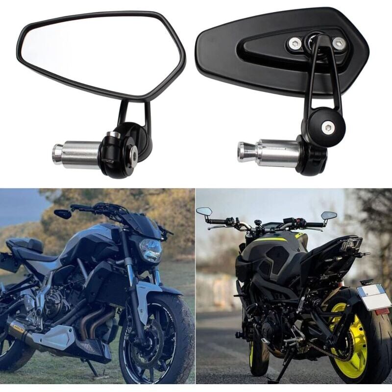2pcs Motorcycle Handlebar Rearview Mirrors Motorcycle Rearview Mirrors for XJ6 MT01 MT03 MT07 MT09 (Black) - Image 1
